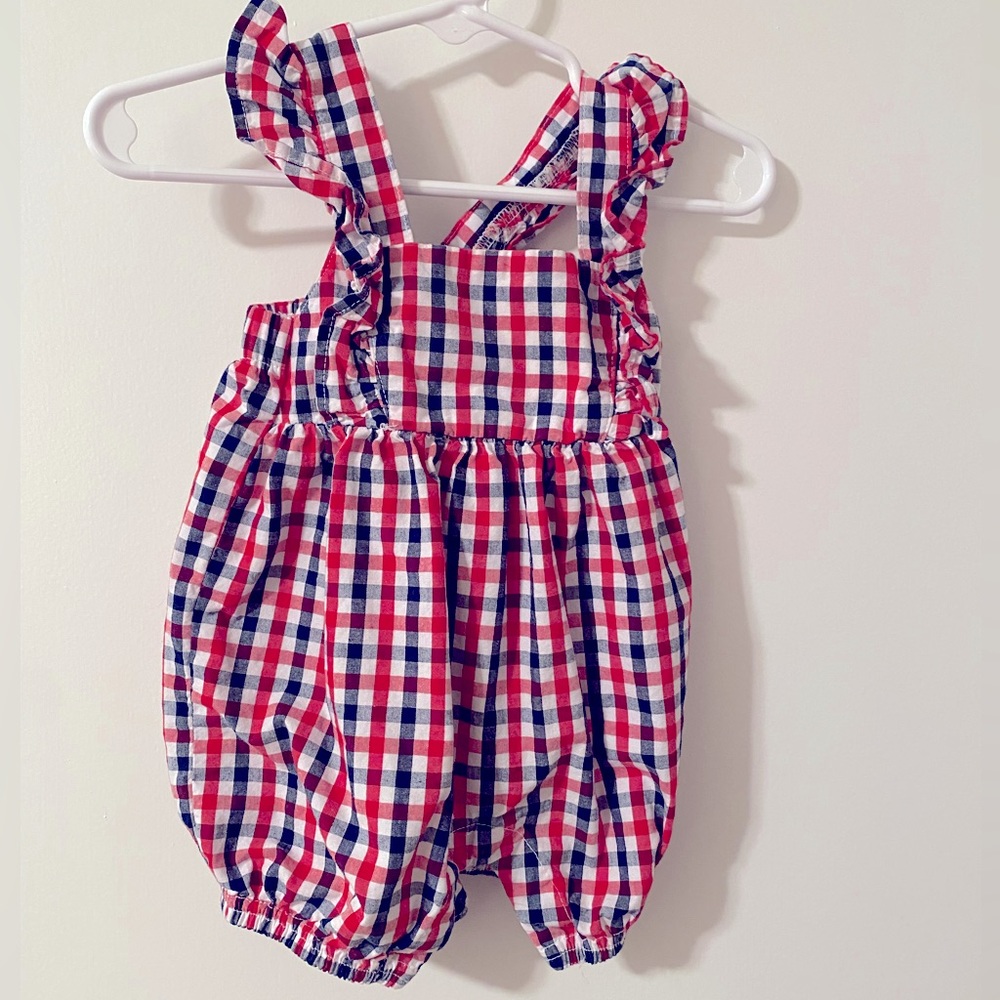 Red White and Blue Gingham Baby Romper